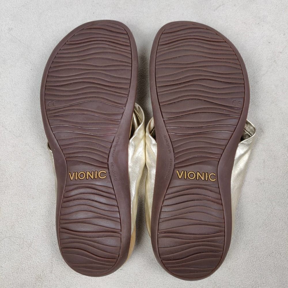 Vionic Sandals Size 9 Rest Pippa Metallic Gold Thong Strap Flats Comfort - Picture 6 of 6